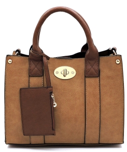 Faux Leather Mini Satchel Bag WU061 STONE